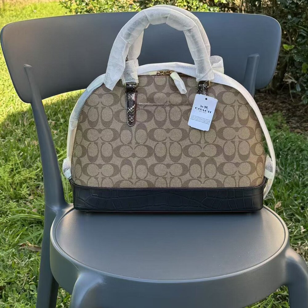 Coach Signature with Eotic Mix Sierra Satchel Bag - Picture 2 of 10